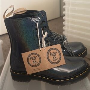 Dr. Martens Vegan Leather Iridescent Color Shimmering Lace Up Boots NWT Size 5